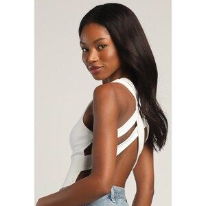 Lulus Come Back For More Ivory Strappy Backless Bodysuit White - Size S